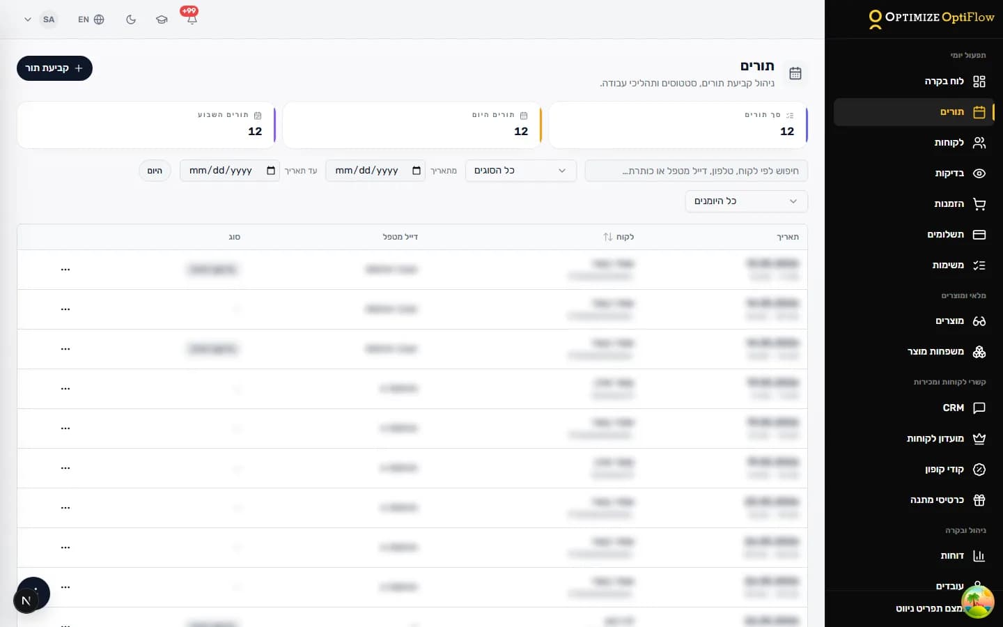 The OptiFlow appointment calendar: booking, statuses and staff assignment
